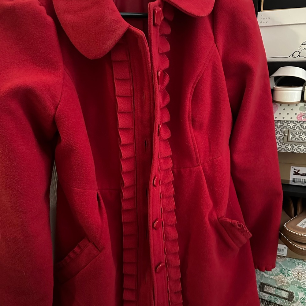 Red Ruffled Coat - Picture 2 of 4